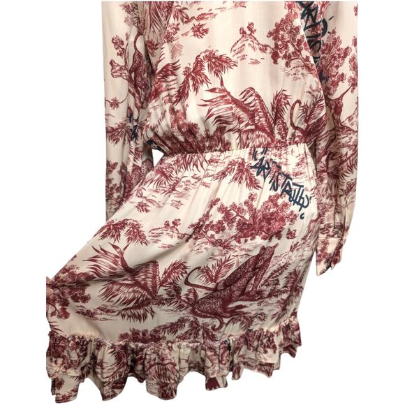 Zadig & Voltaire Rocket Toile De Jouy Satin Mock Neck Long Sleeve Dress Small - Picture 12 of 16